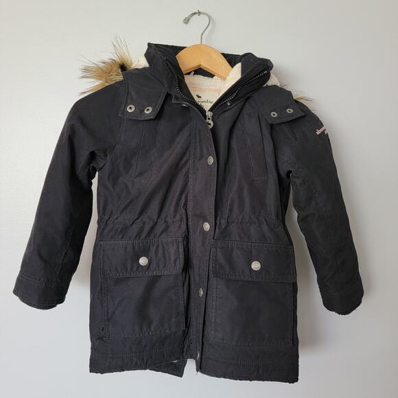 Abercrombie Kids Parka Winter Jacket Coat A&F Sz 5/6 Unisex Black Sherpa Warm - Picture 1 of 10